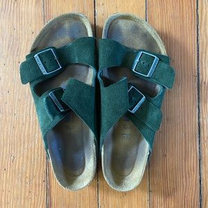 Forest green suede Birkenstock Arizona Sandals Size 41 Unisex